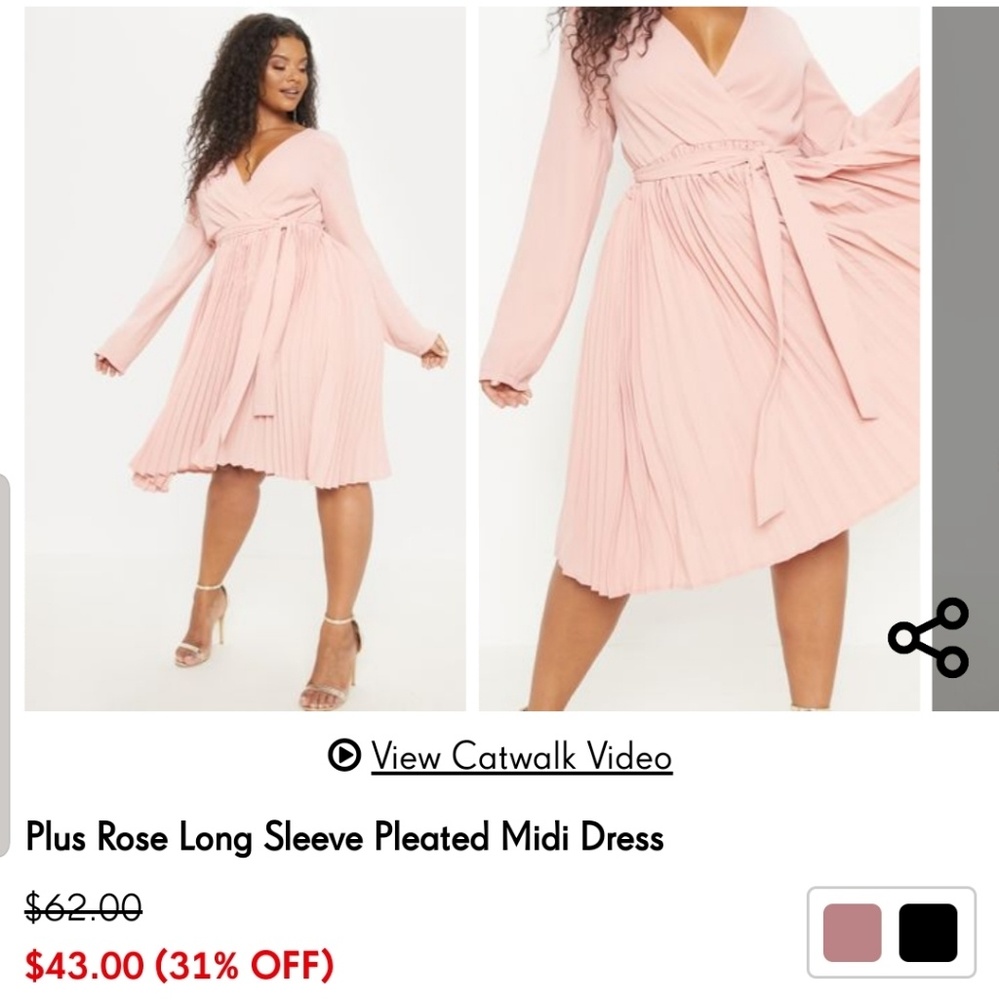Size 2x pleated midi dress